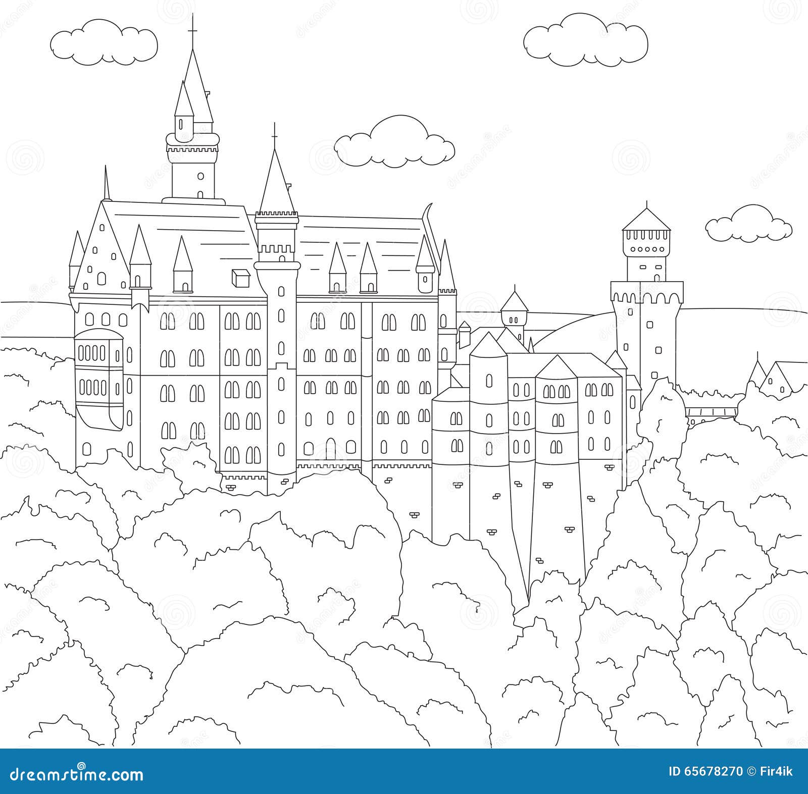 Castello Di Neuschwanstein Libro Da Colorare Per I Bambini Illustrazione Vettoriale Illustrazione Di Destinazione Attrazione