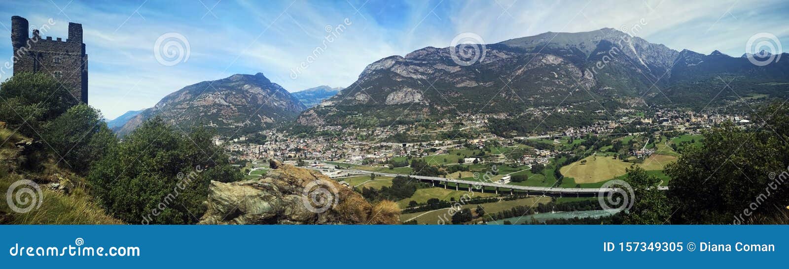 castello di ussel - panoramic view in the valley
