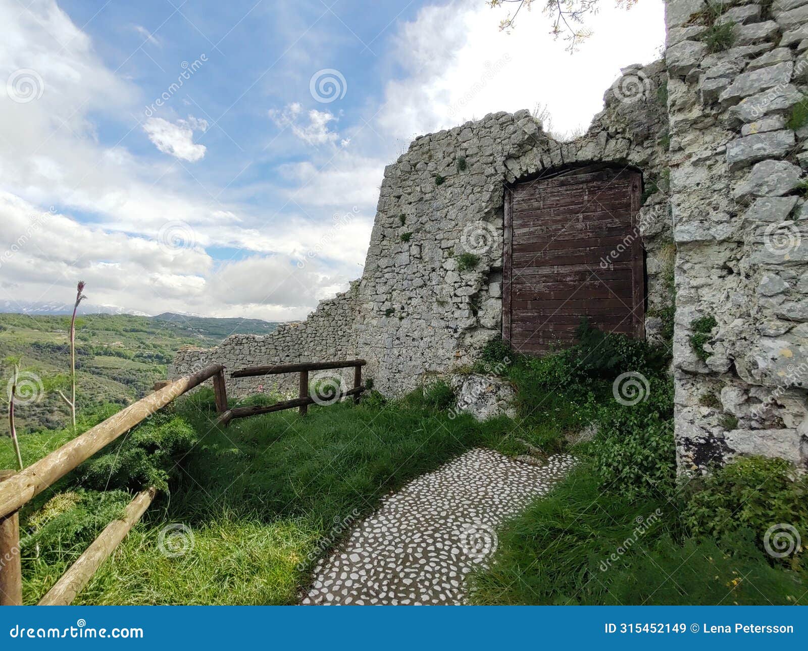 castello ruins at the top of rocca d& x27;arce, lazio, italy