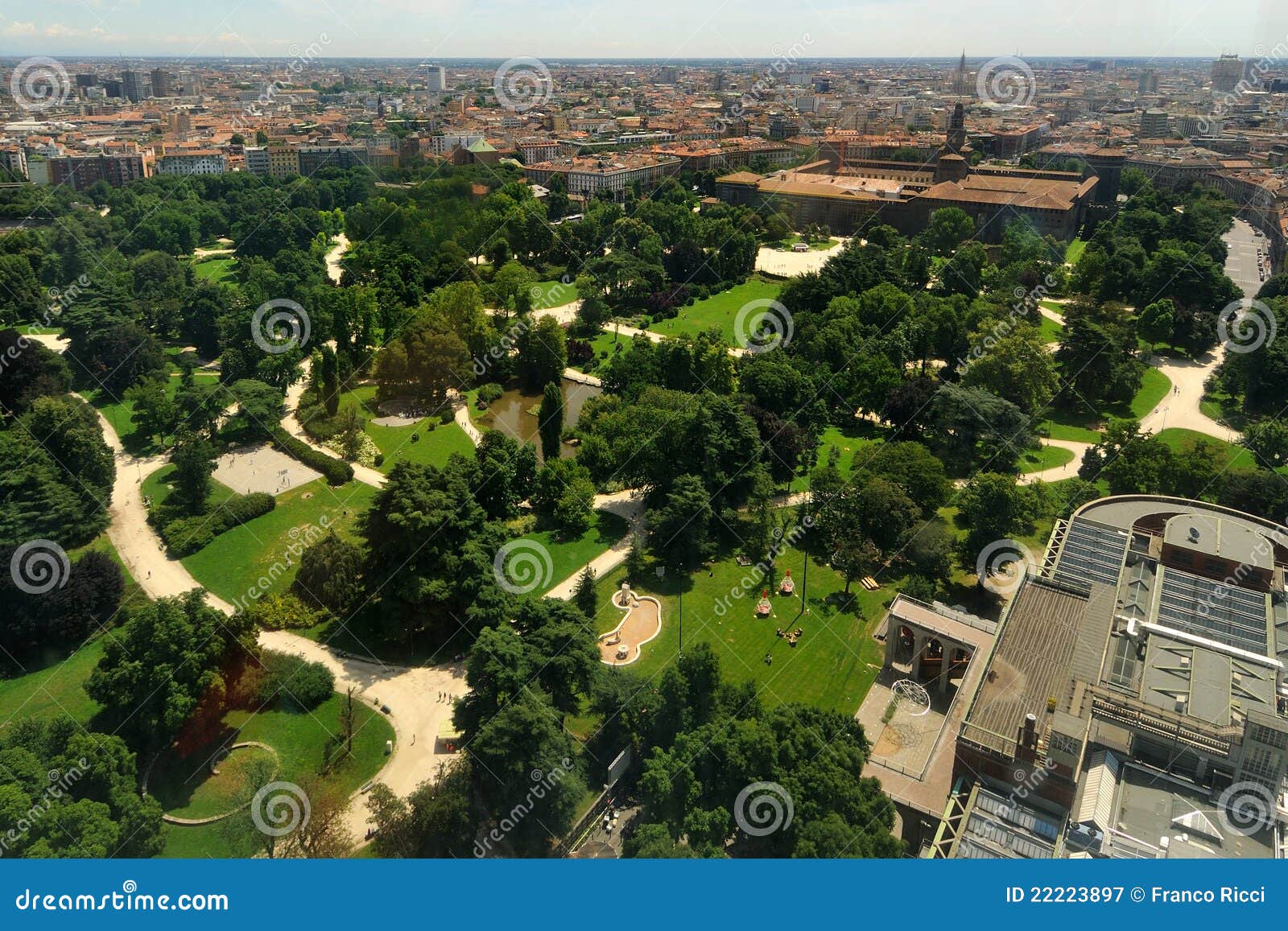 the castello sforzesco park in milan, italy