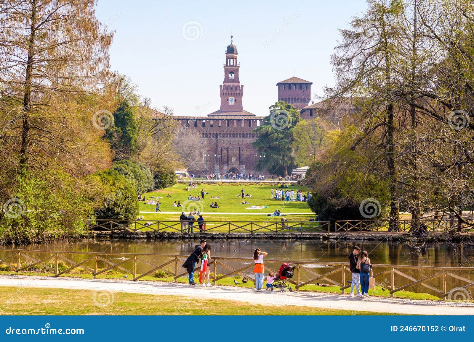 The Castello Sforzesco Sforza Castle and Parco Sempione Simplon Park in ...