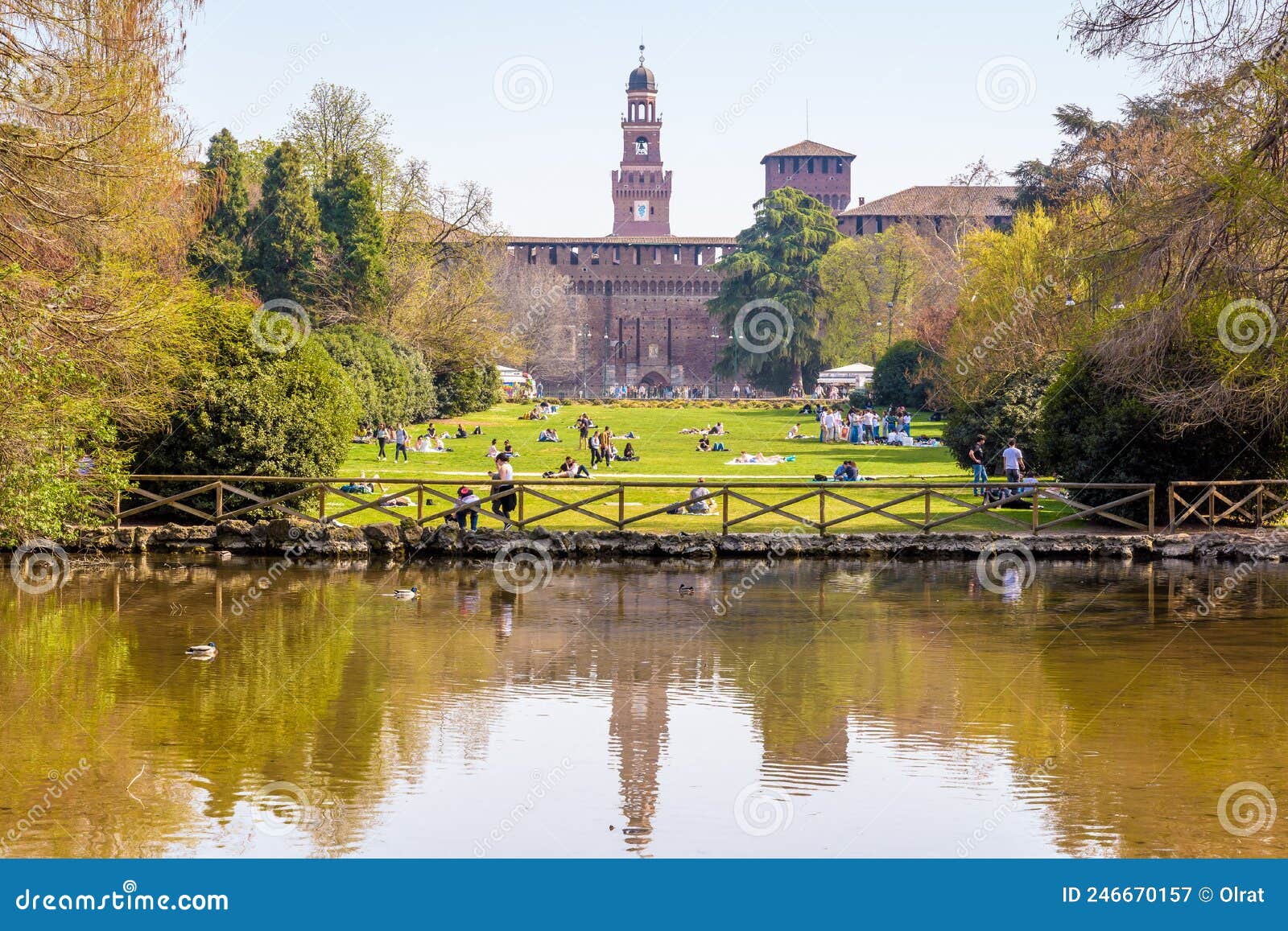 The Castello Sforzesco Sforza Castle and Parco Sempione Simplon Park in ...