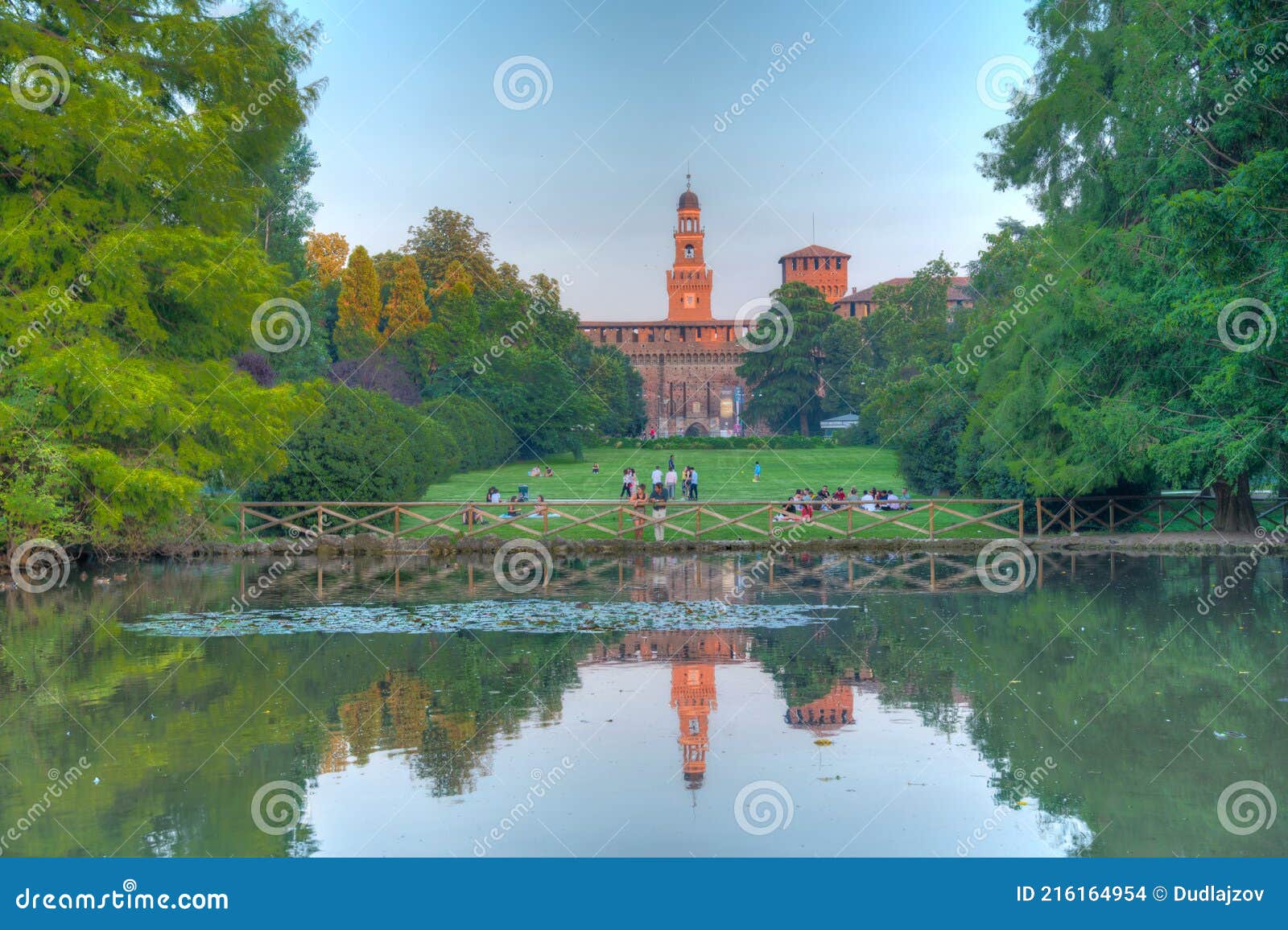 Castello Sforzesco Viewed from Parco Sempione in Milano, Italy Stock ...