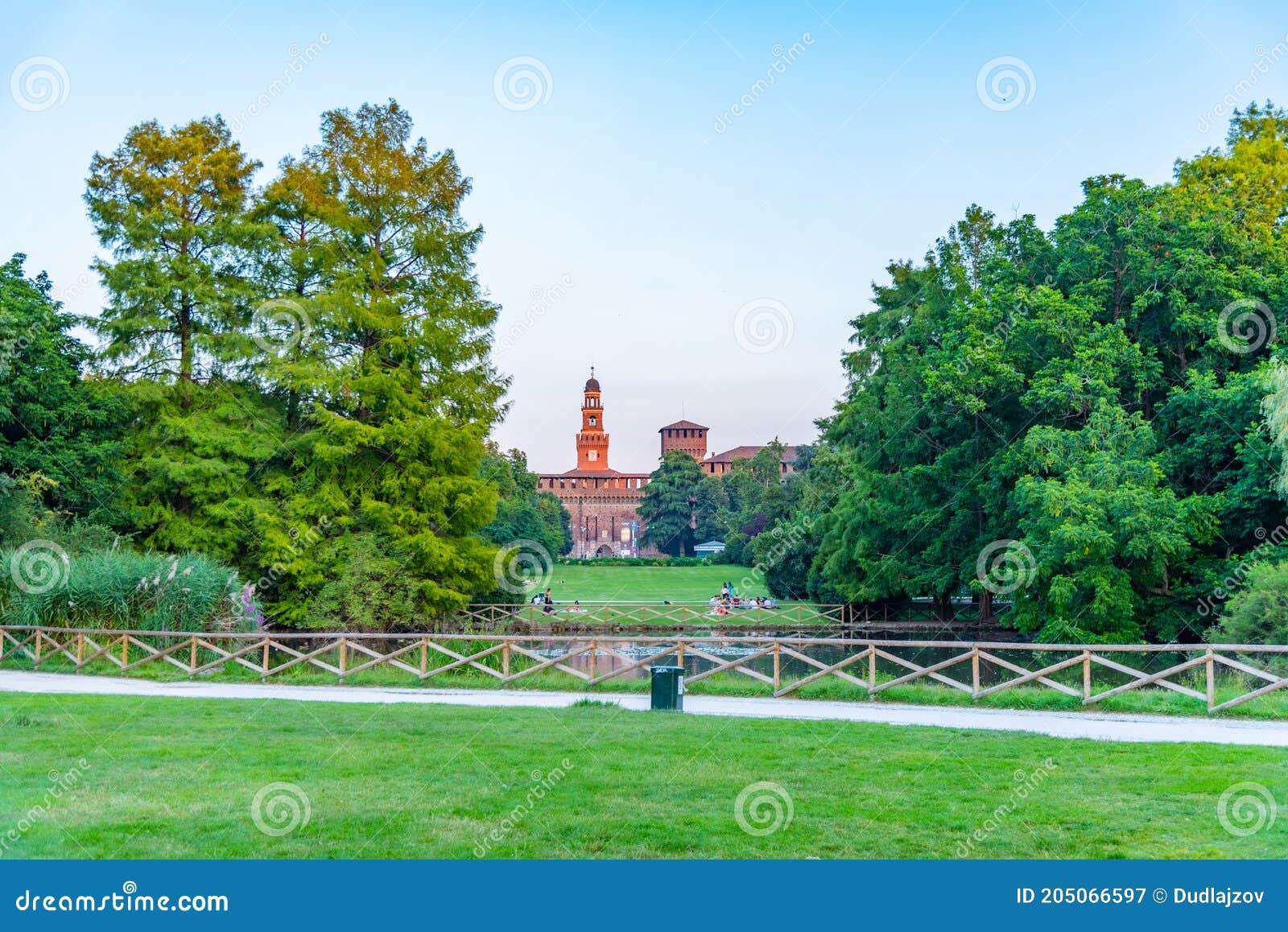 Castello Sforzesco Viewed from Parco Sempione in Milano, Italy Stock ...