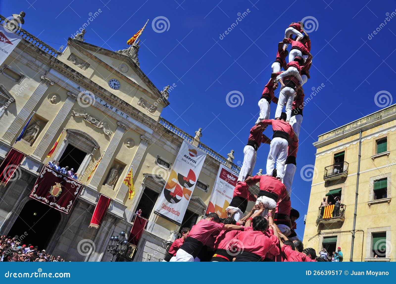Castells, Human Towers in Tarragona, Spain Editorial Photography