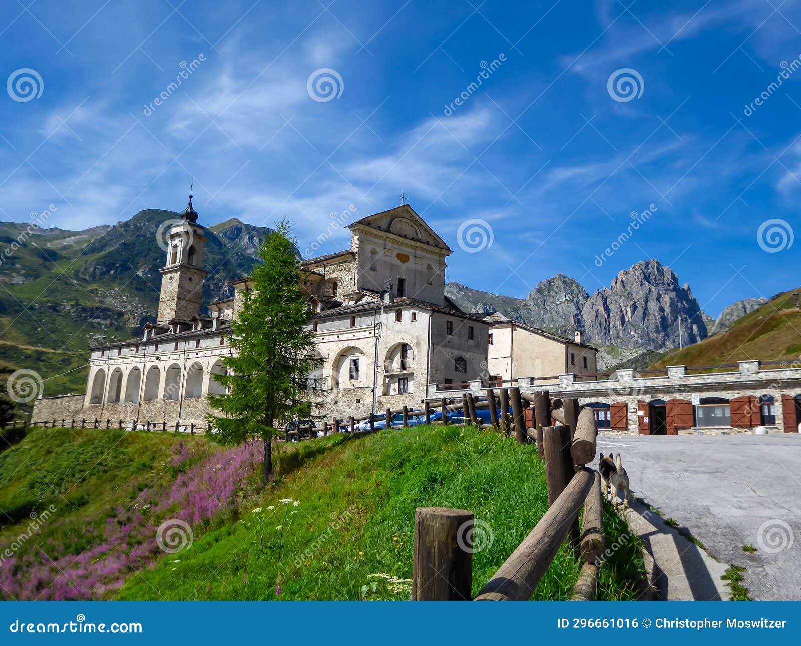 castelmagno - scenic view of mountain sanctuary known as santuario di san magno in castelmagno, valle grana