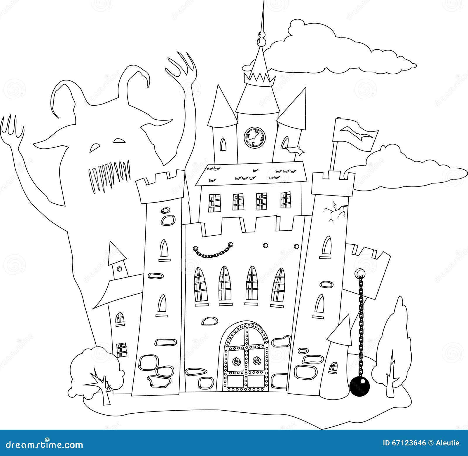 Castillo encantado ilustración del vector. Ilustración de contorno -  67123646