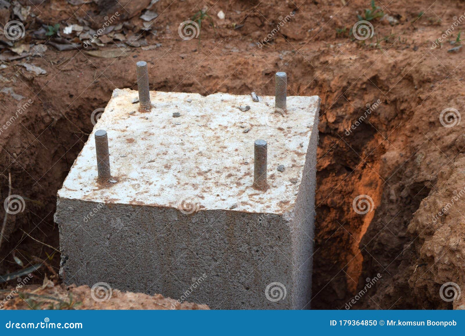 casting of concrete posts and bolts for fixing electrical posts