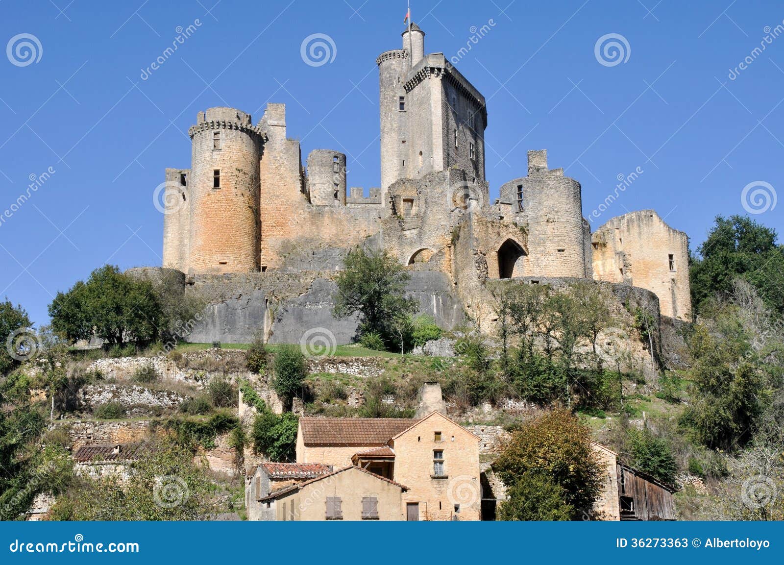 castle of bonaguil, aquitaine, france