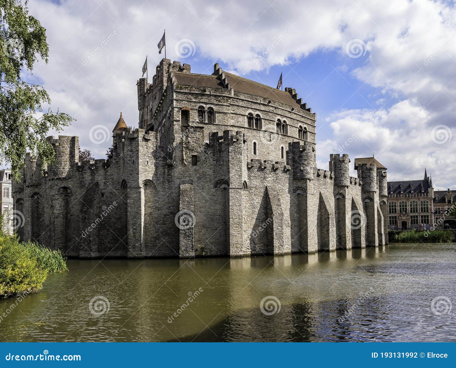 Castle of the Counts Next River Lys in Ghent, Belgium. Famous Fortress in Gent Old Town Stock Photo - Image of leie, 193131992