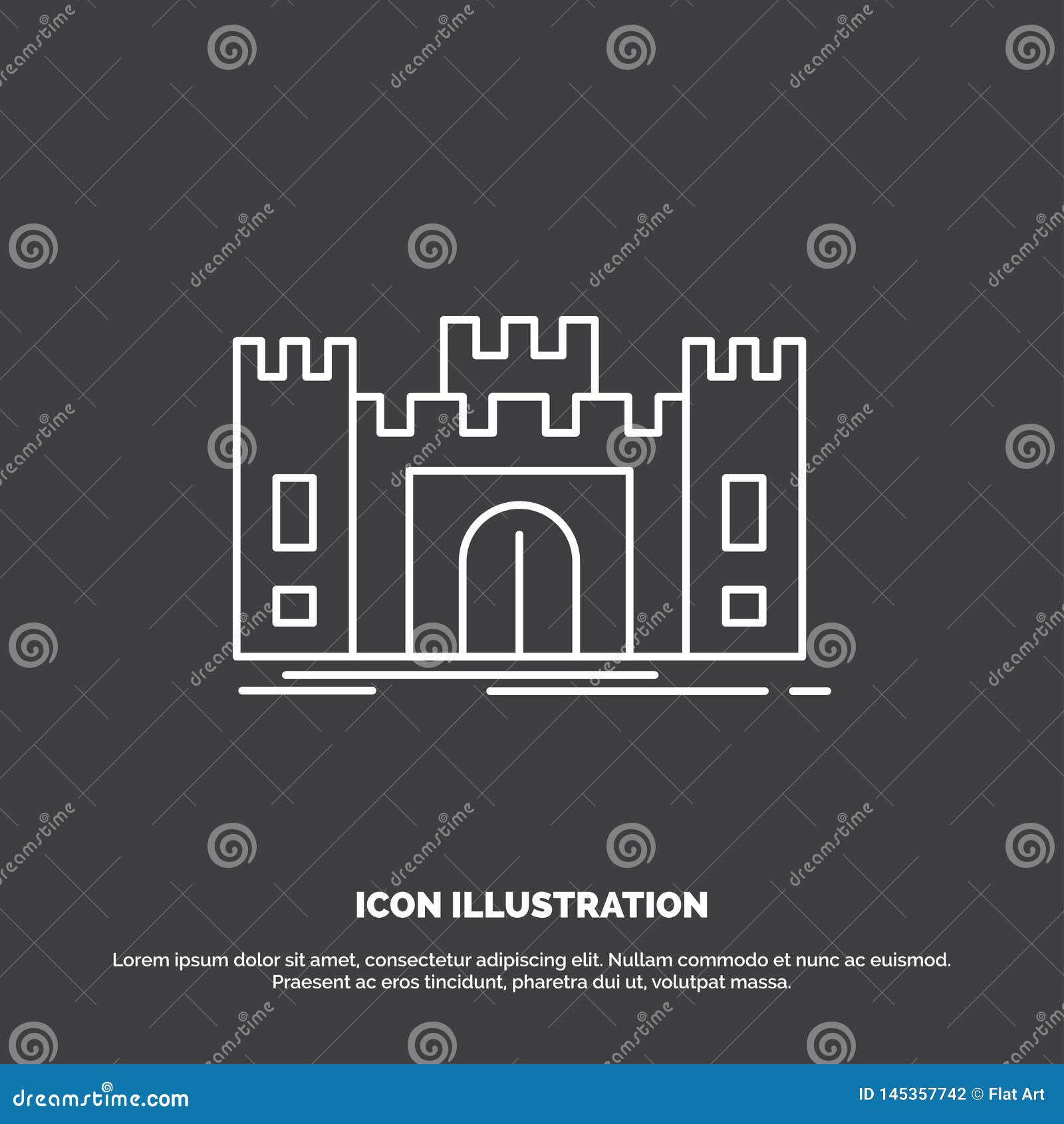 Castle, Defense, Fort, Fortress, Landmark Icon. Line Vector Symbol for ...