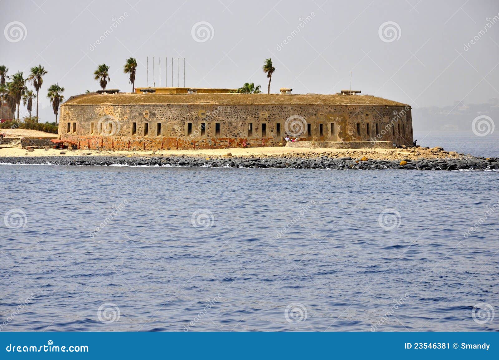 castle, fortification on goree island senegal,