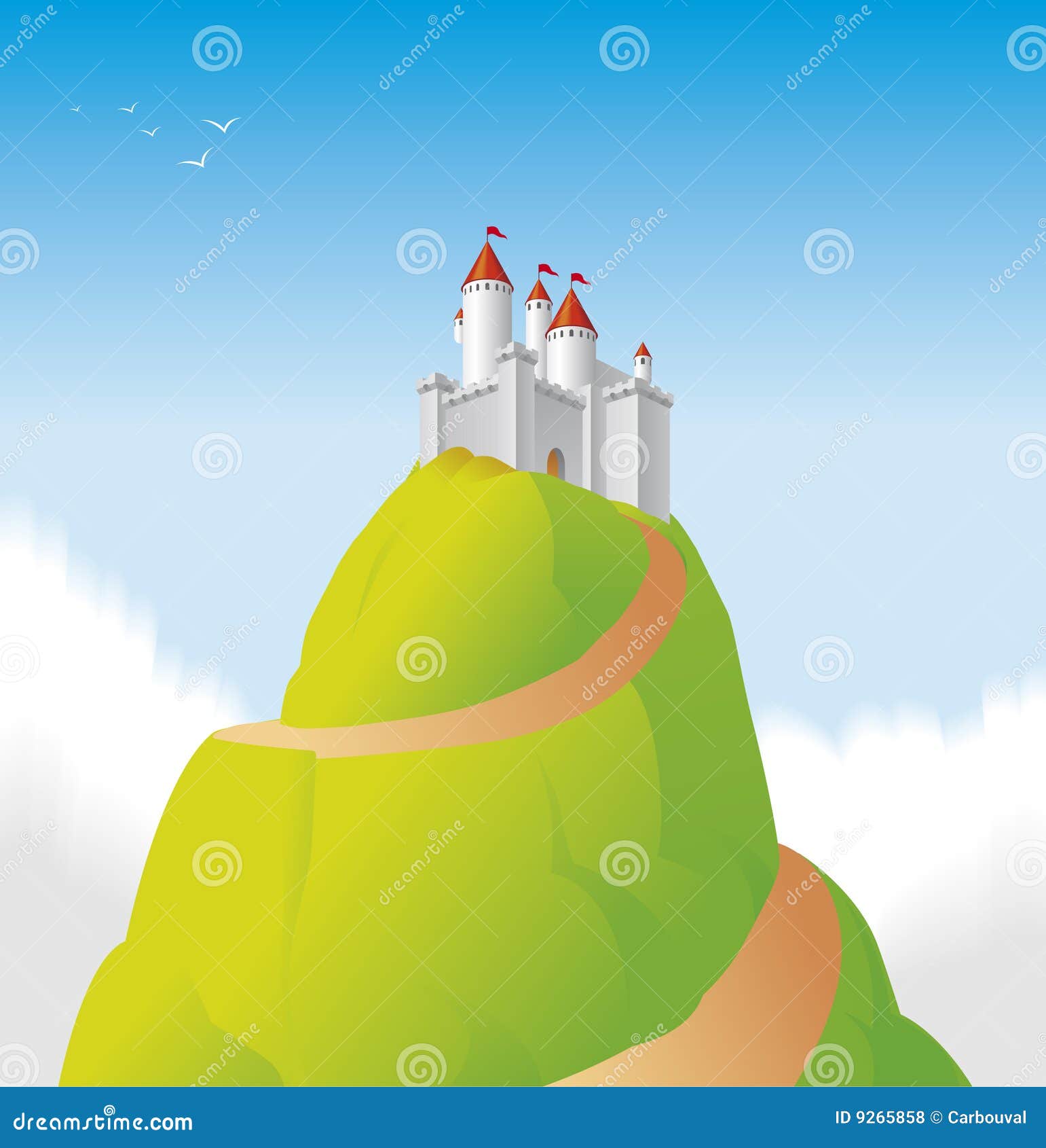 Castle on hill stock vector. Illustration of medieval 9265858