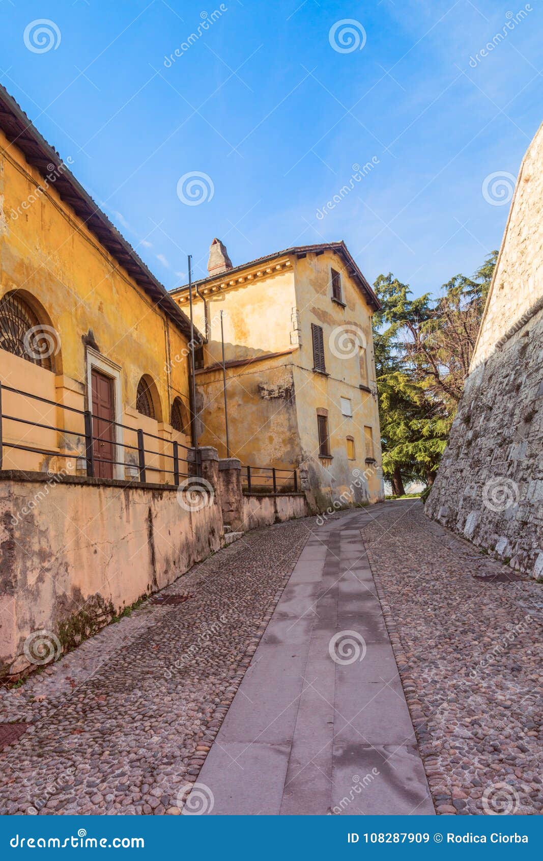 castle on the hill cidneo in brescia city, italy