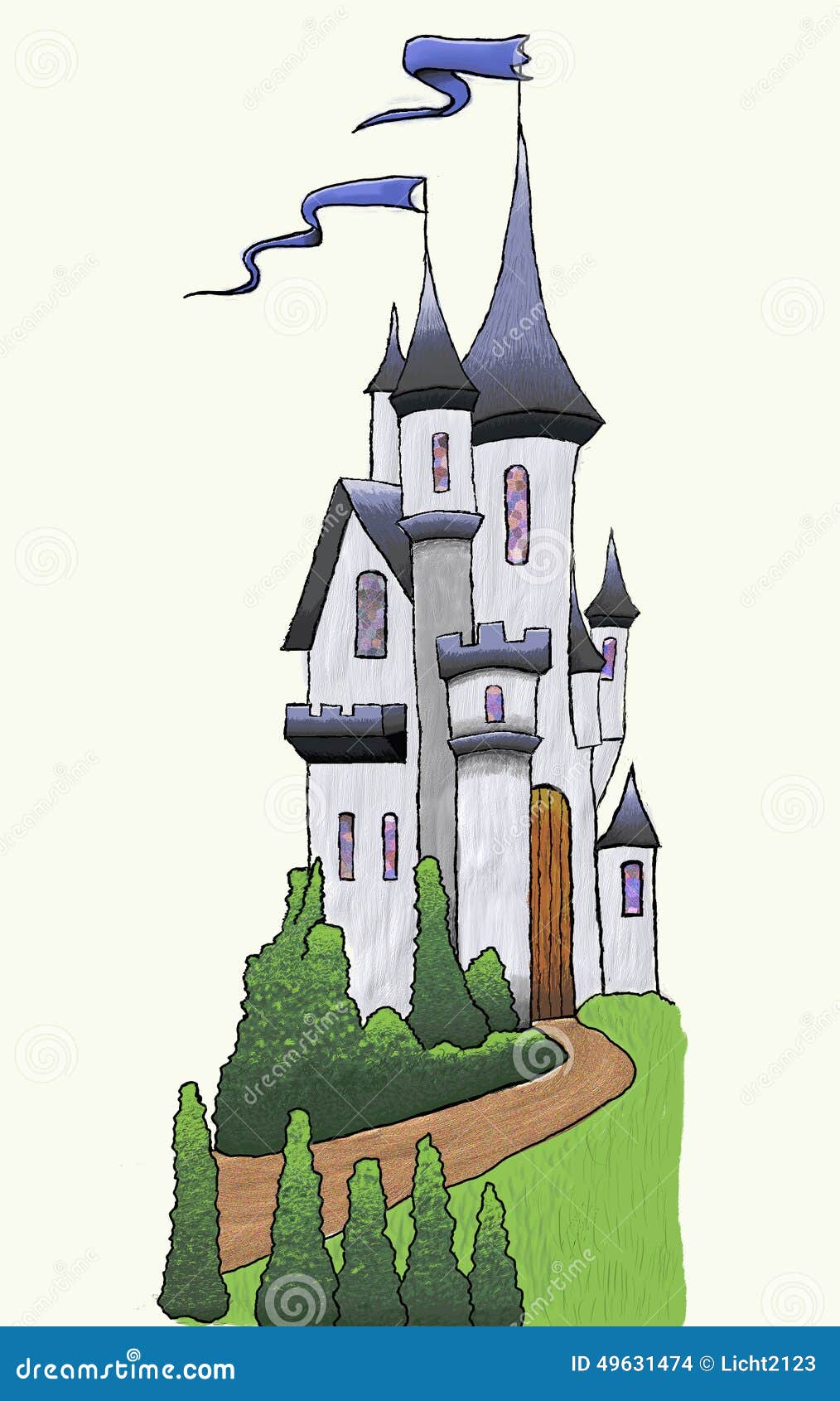 Castle stock illustration. Illustration of blue, drawing - 49631474