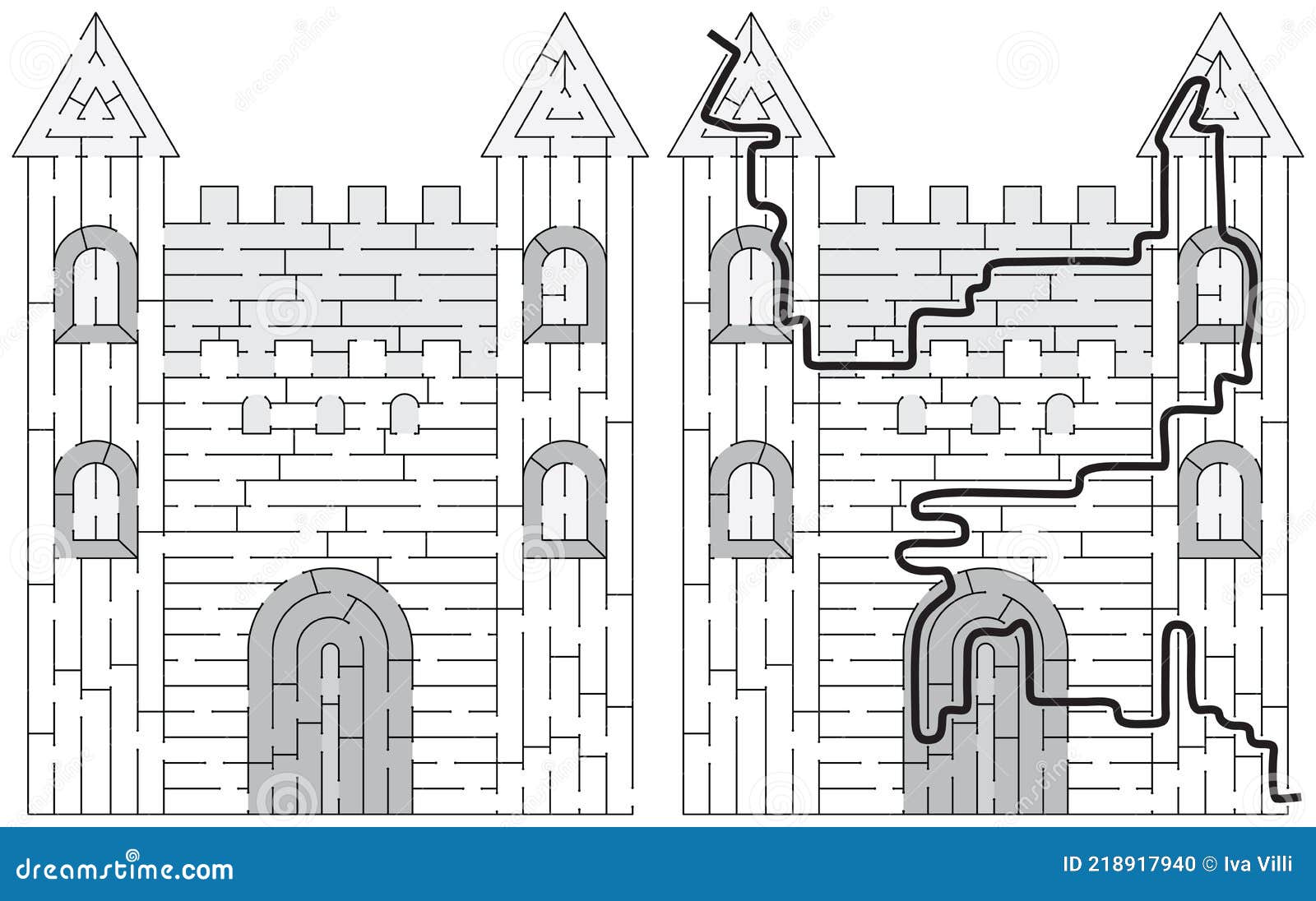 Castle maze stock vector. Illustration of white, castle - 218917940