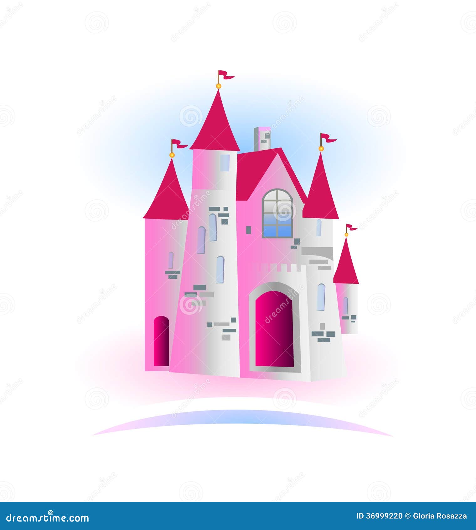 Castle princess with pink flags logo vector