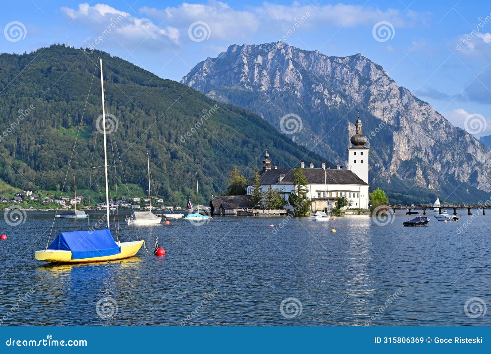 castle schloss ort orth on lake traunsee in gmunden landascape