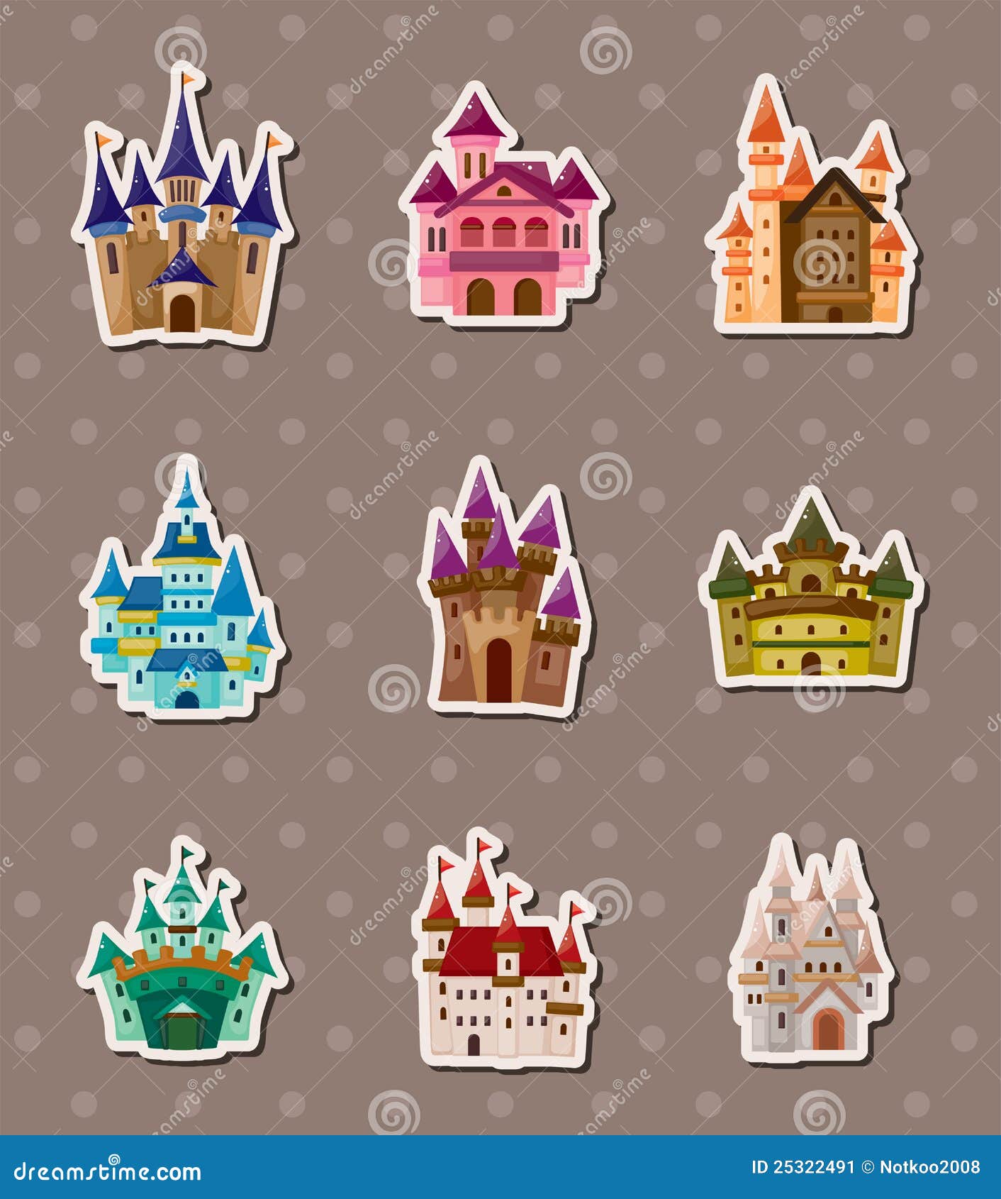 Castle stickers stock vector. Illustration of cute, flag 25322491