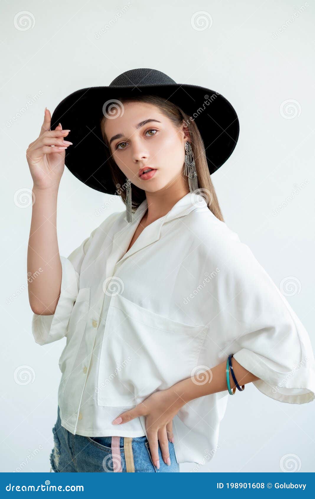 Casual Boho Style Trend Look Woman Hat Stock Photo - Image of caucasian,  glamorous: 198901608