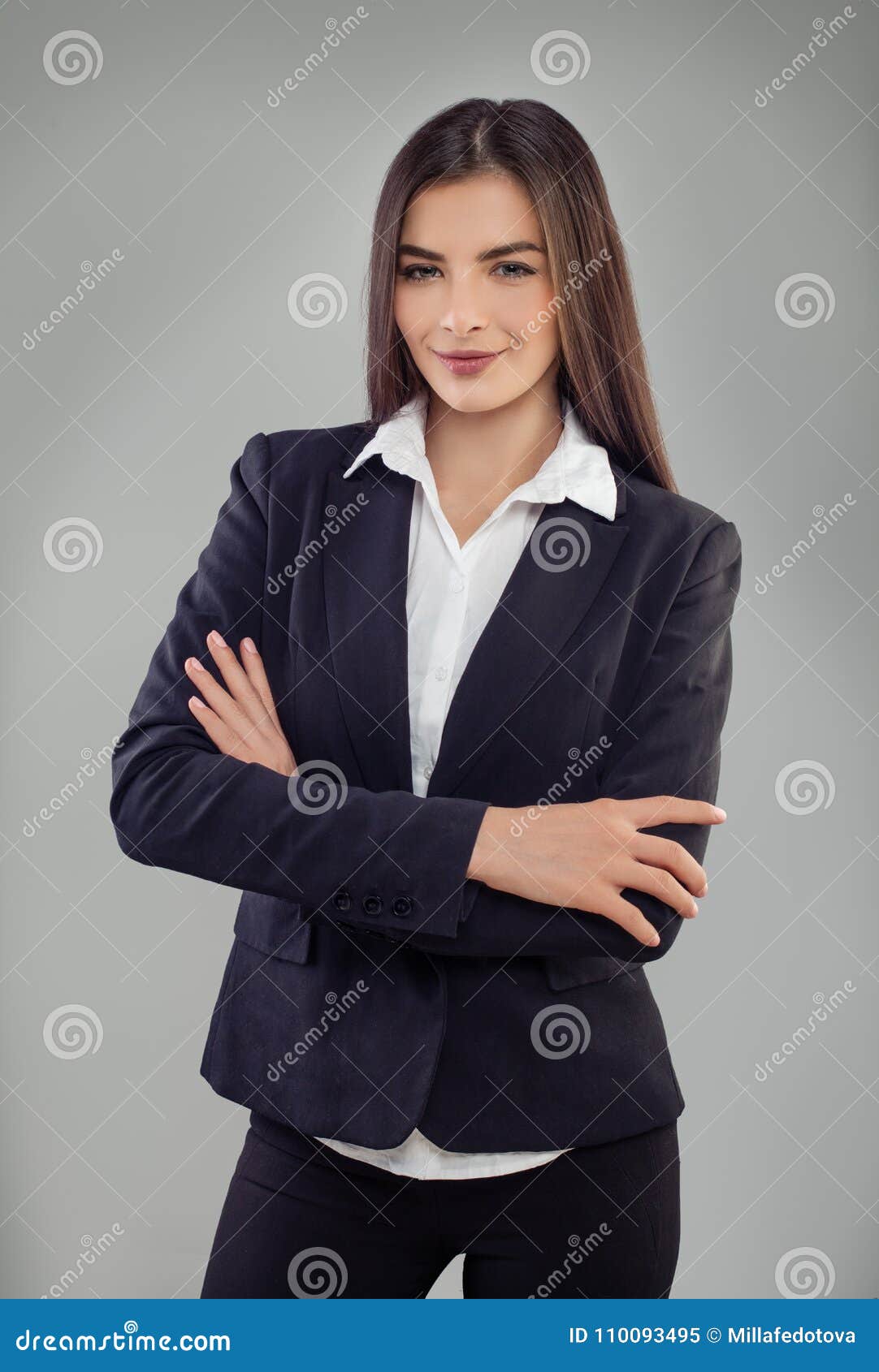 Casual Business Woman with Arms Crossed Stock Image - Image of leading ...