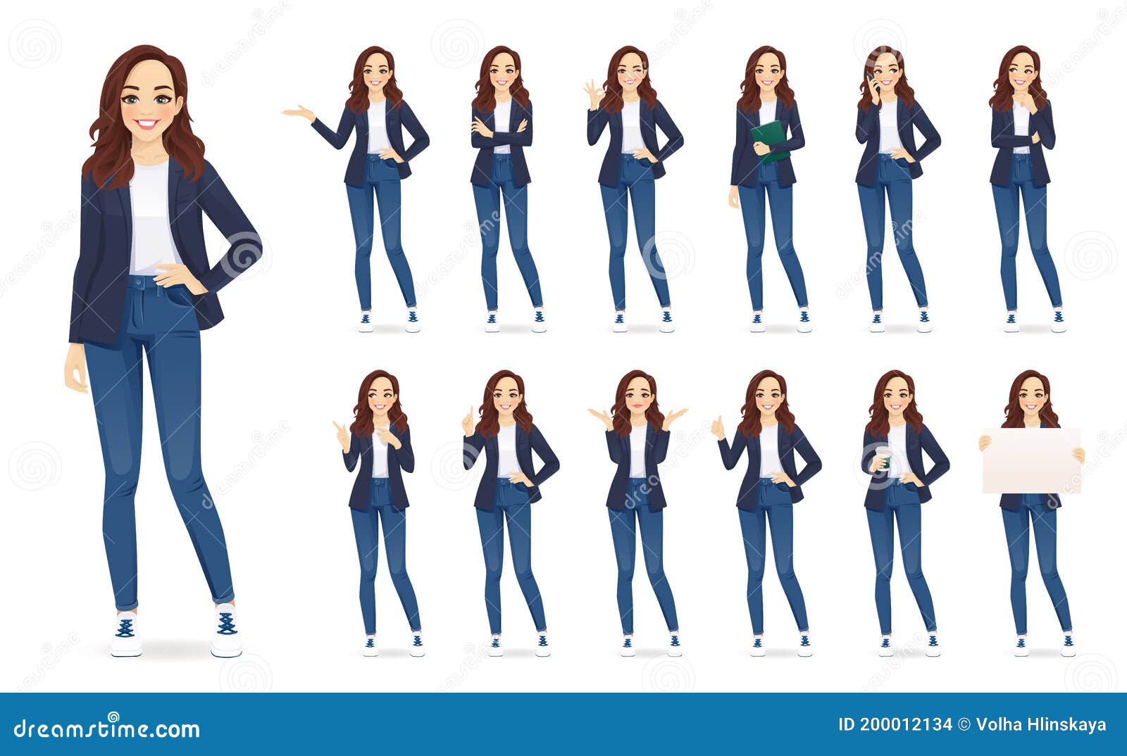 casual business woman character set