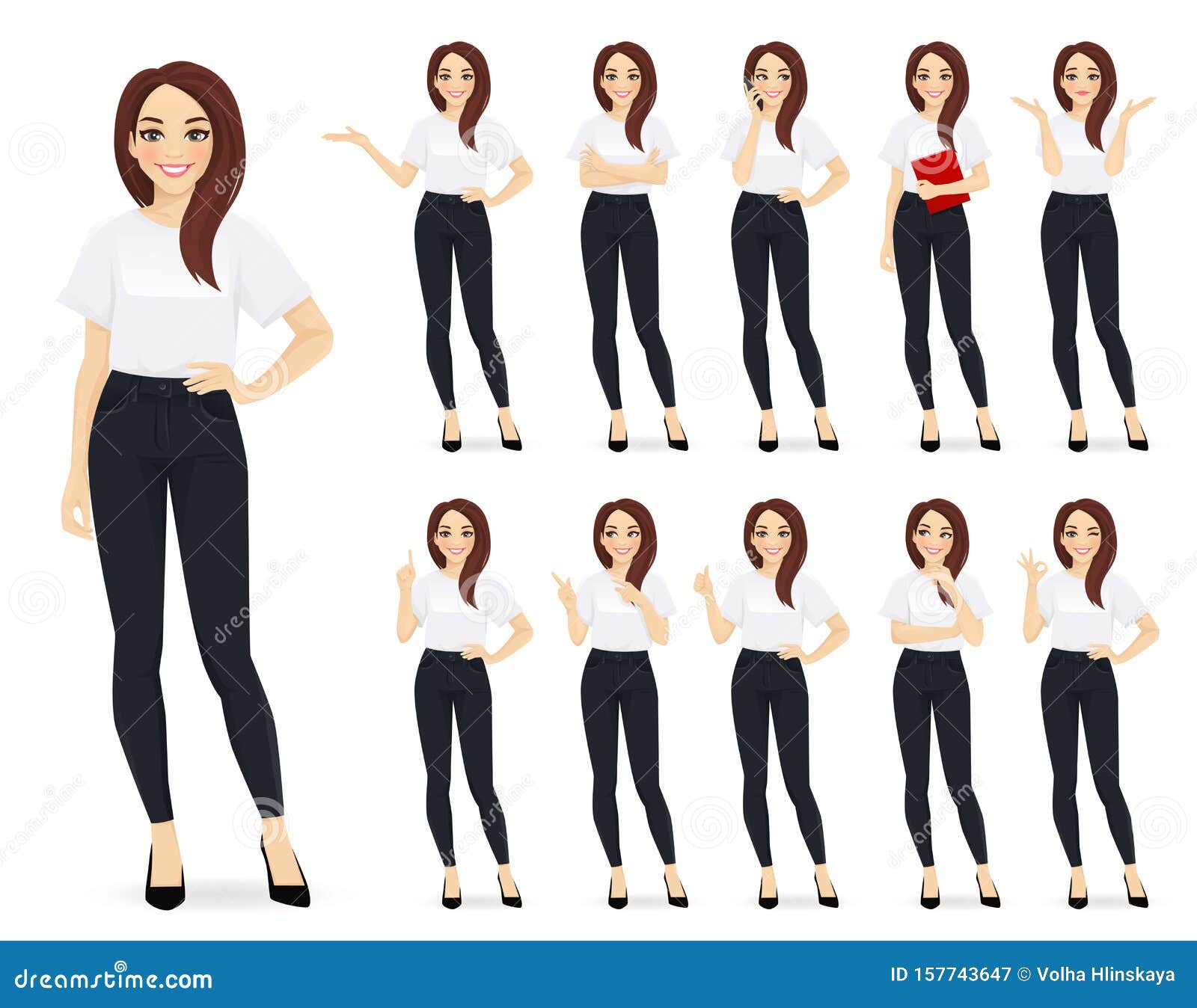 Casual Business Woman Character Set Stock Vector - Illustration of ...