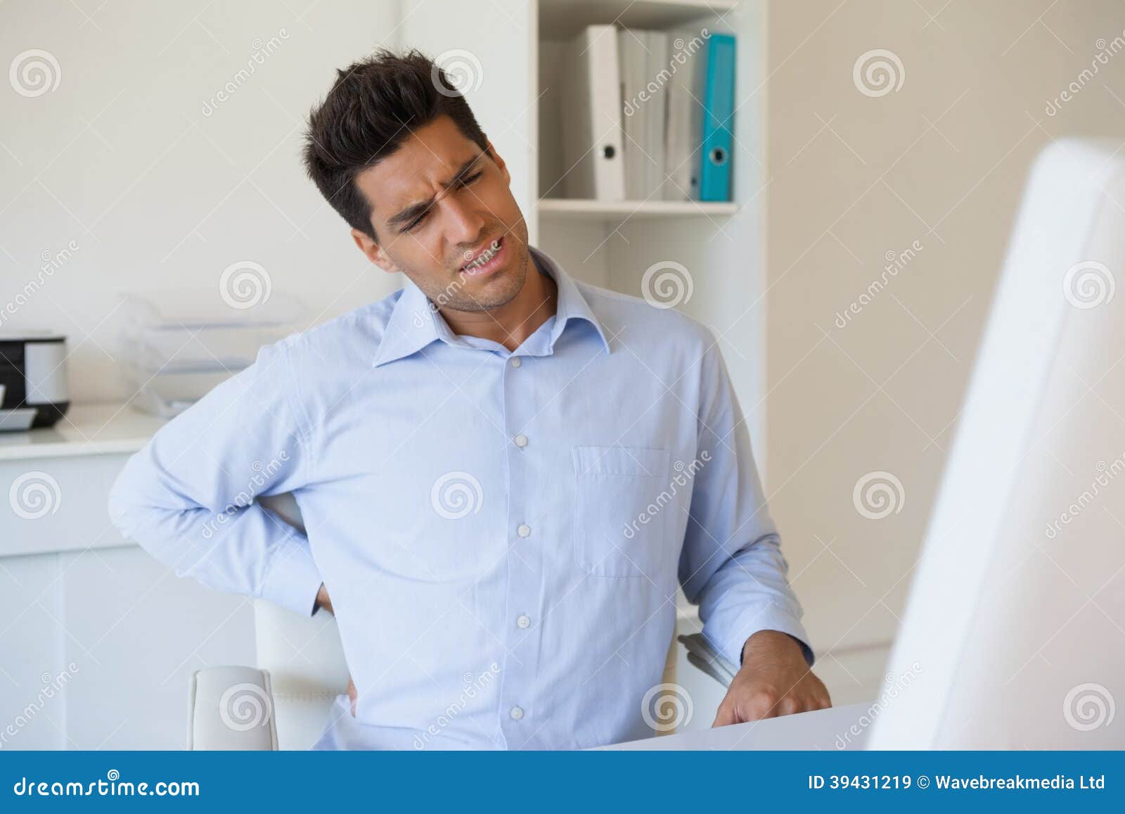 Casual Businessman Touching His Sore Back Stock Image Image of young