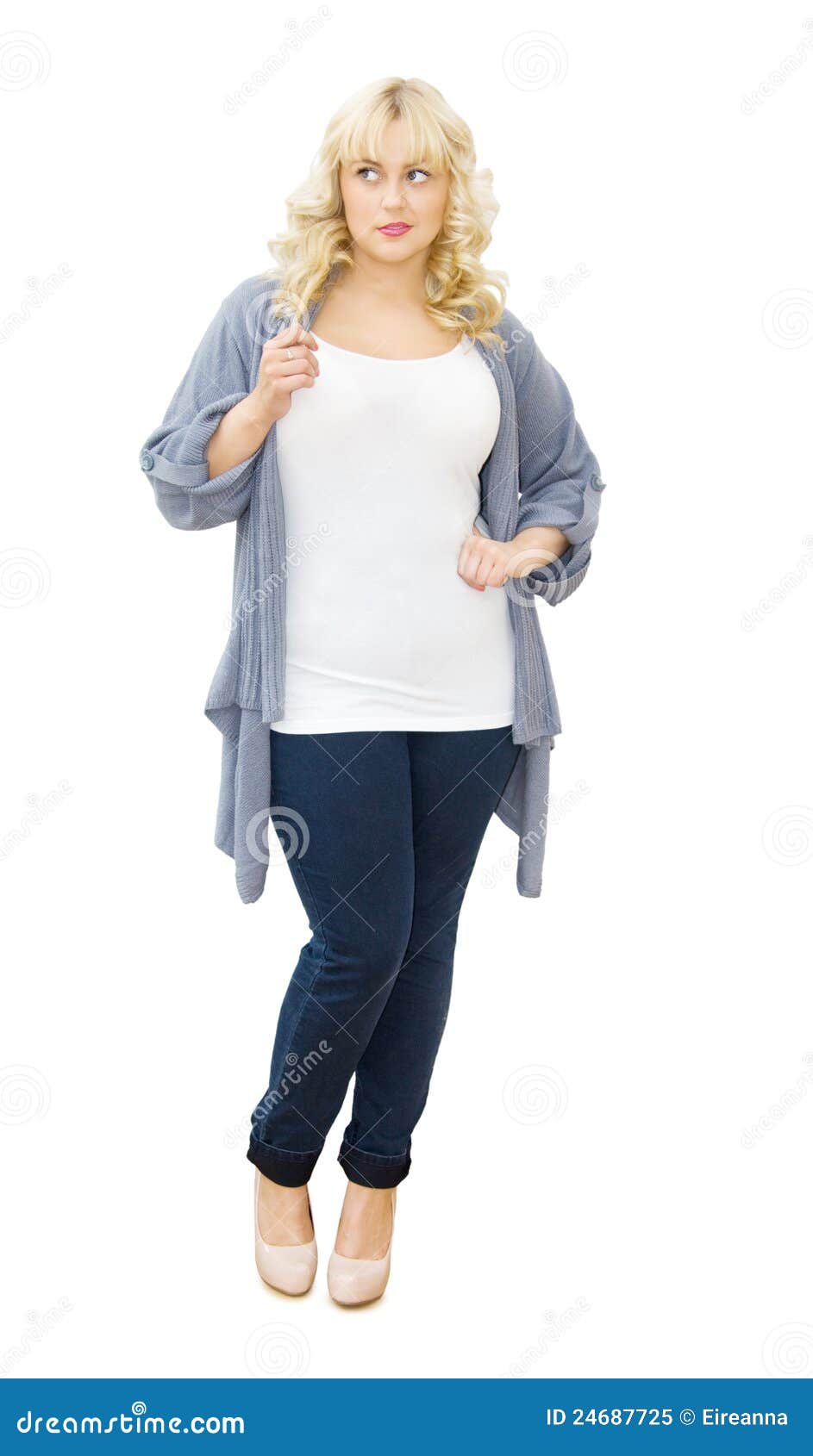 casual chic - beautiful woman looking sideways