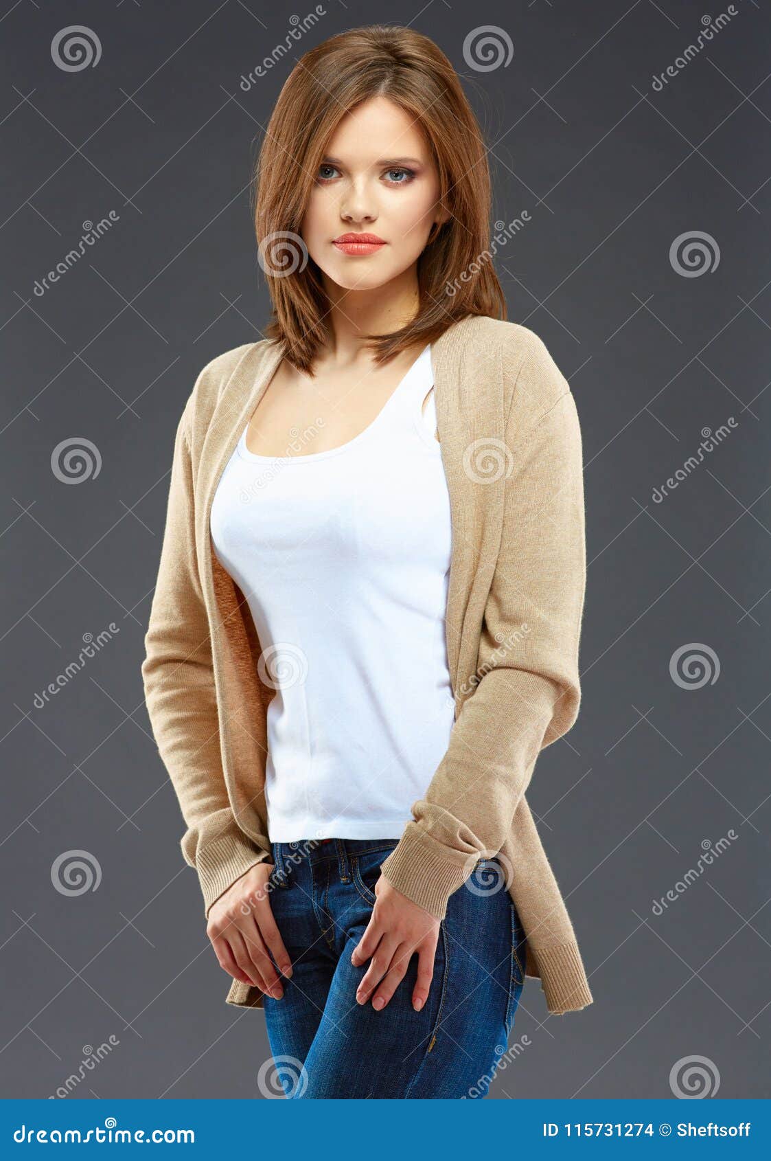 Premium Photo  Young beautiful girl wears casual clothes and
