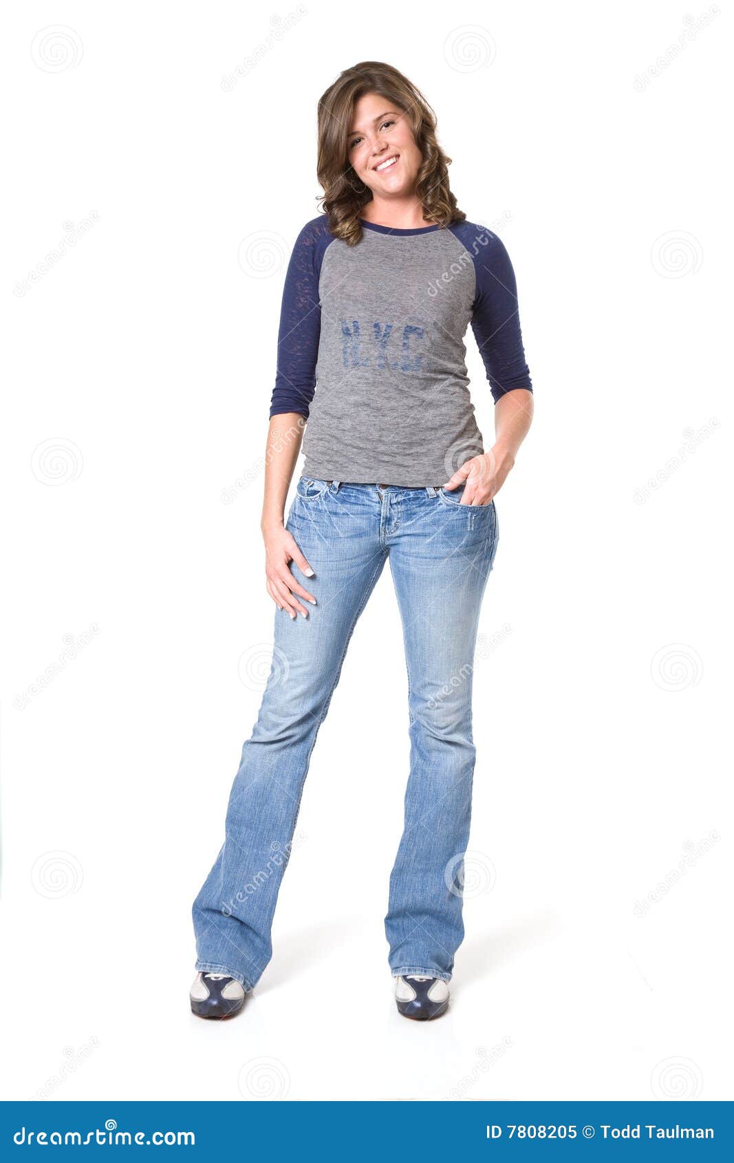 Casual Female In Jeans And T Shirt Stock Image Image Of Women Natural