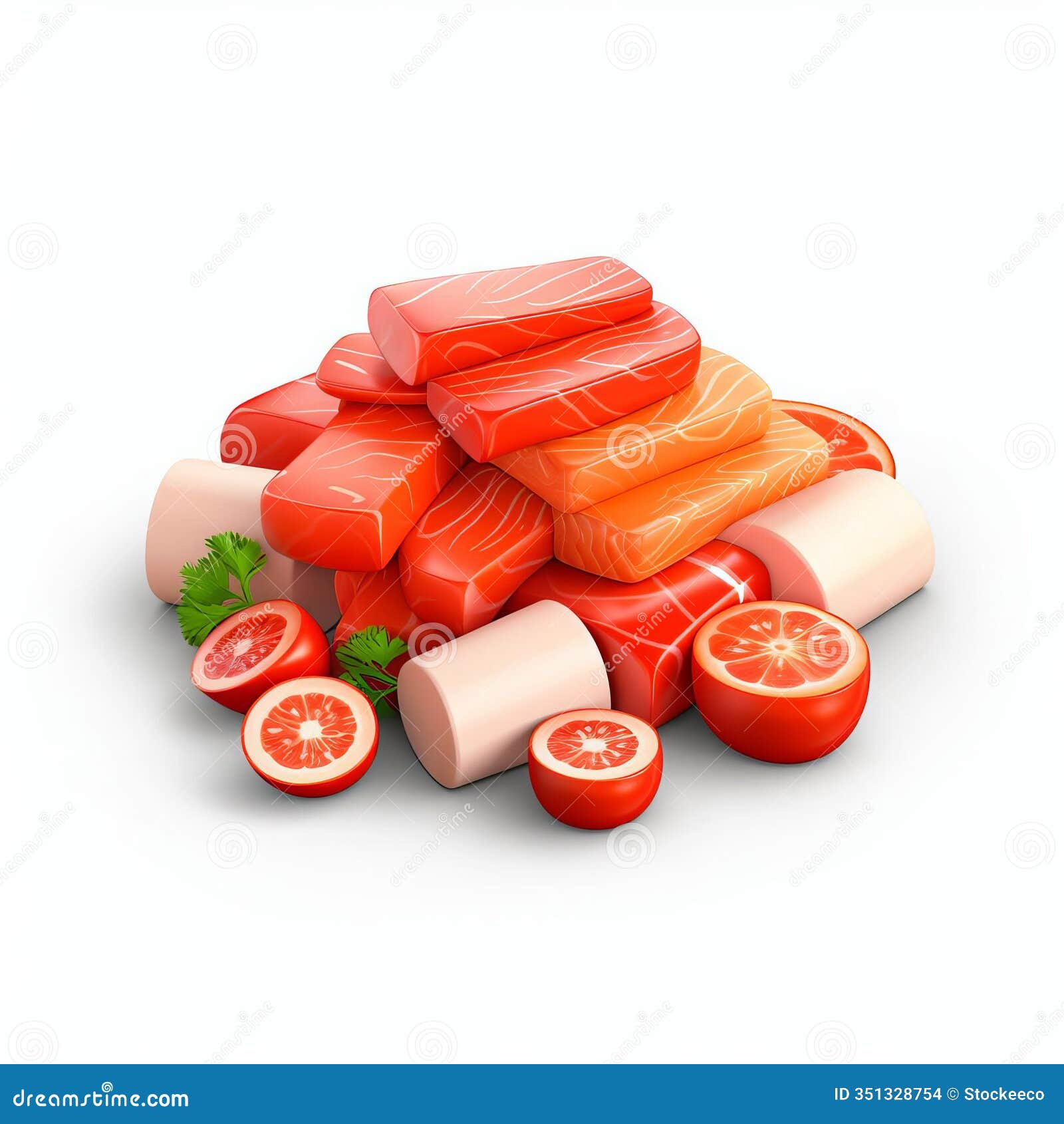 casual game surimi resource icon  in 3d rendering