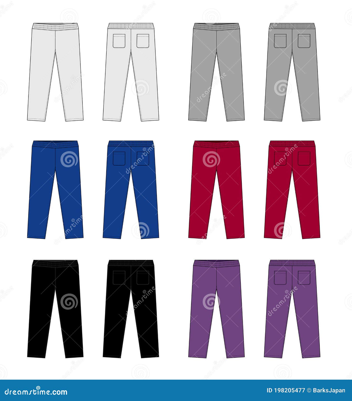 Casual Jersey Pants / Sweat Pants Template Vector Illustration Set ...