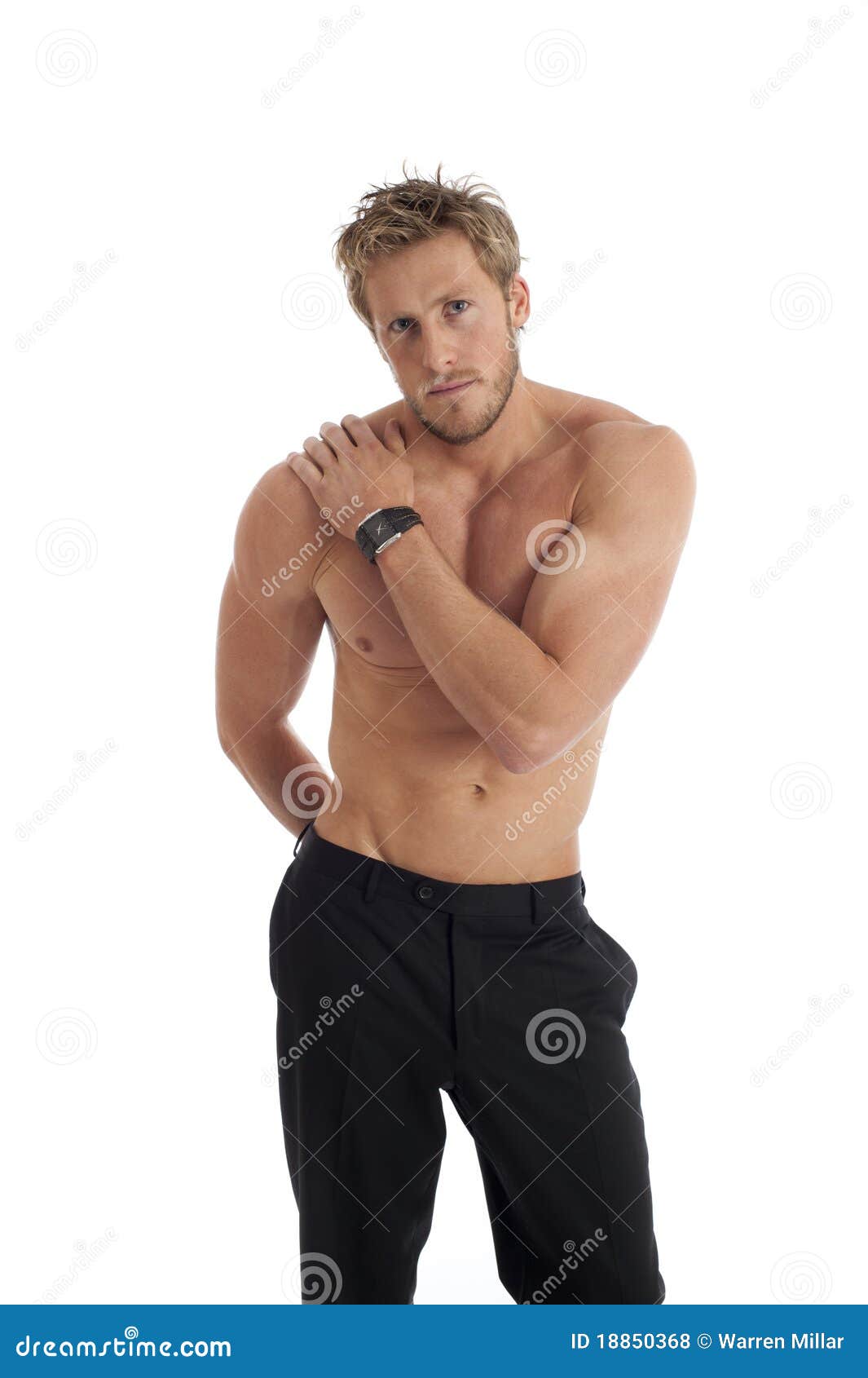 Casual Looking Male With No Shirt On Stock Photo - Image of clothes