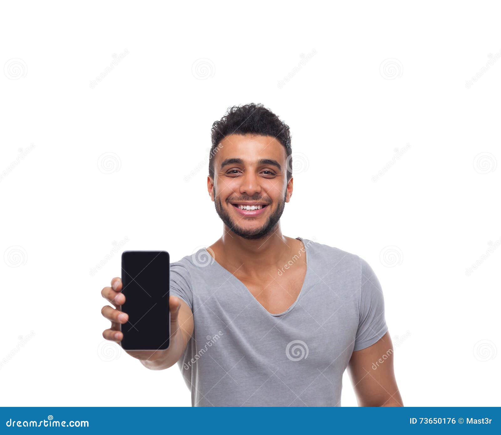Casual Man Displaying Mobile Cell Smart Phone Stock Photo - Image of ...