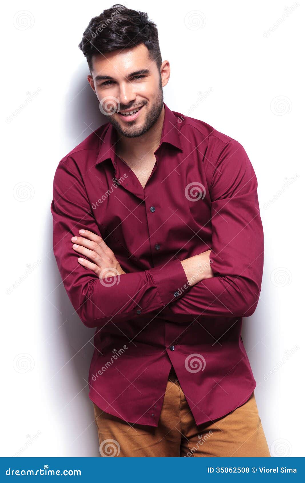 Casual Man with Folded Arms Looks at You Stock Photo - Image of happy ...