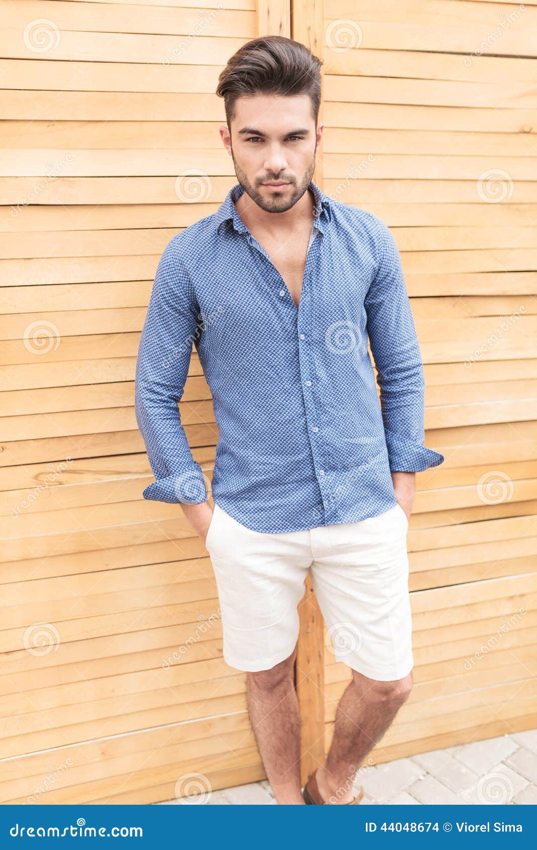 Casual Man Standing with Hands in Pockets Stock Photo - Image of face ...
