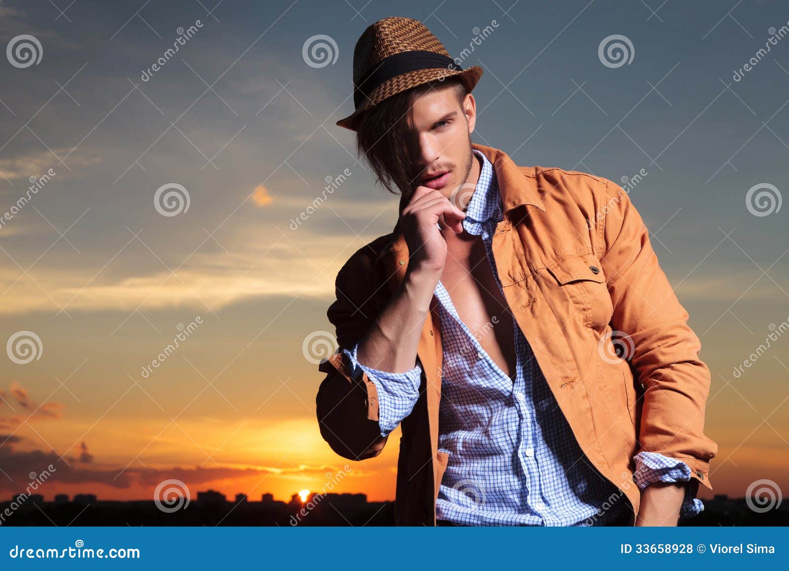 Casual Man In The Sunset Pulling His Hair Royalty Free Stock Photos ...