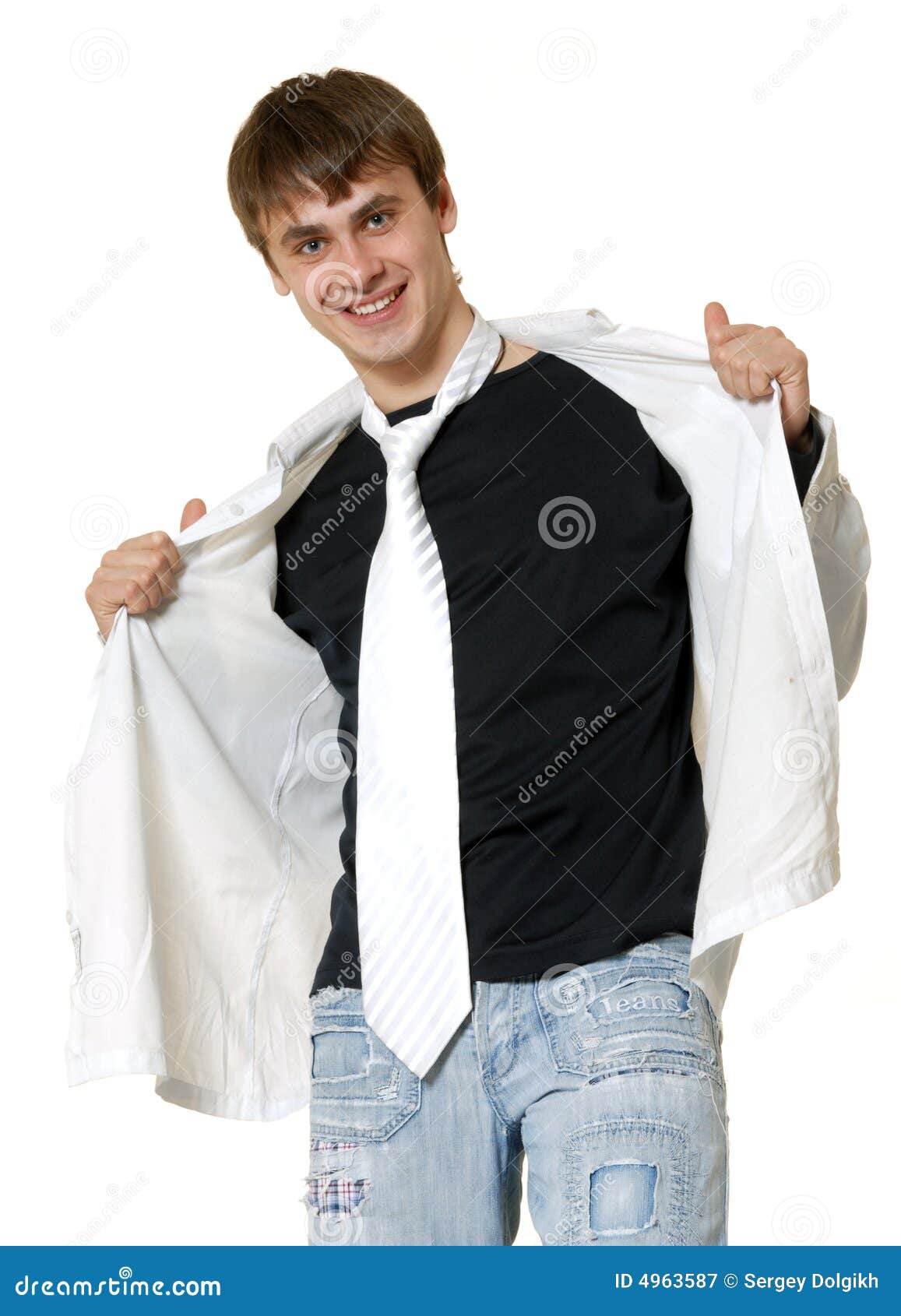 Casual Man In Tie And T Shirt Stock Image Image Of Colour Shirt 4963587