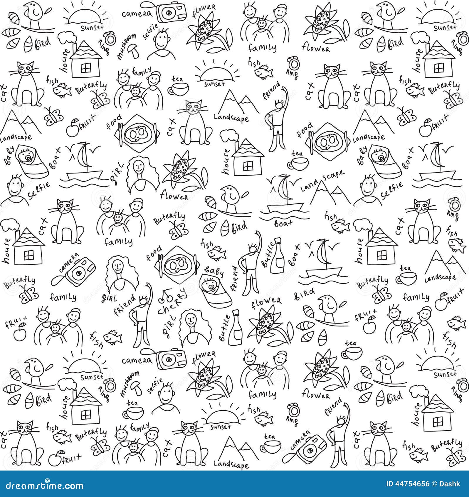 Casual Objects Seamless Pattern Stock Vector - Illustration of group ...