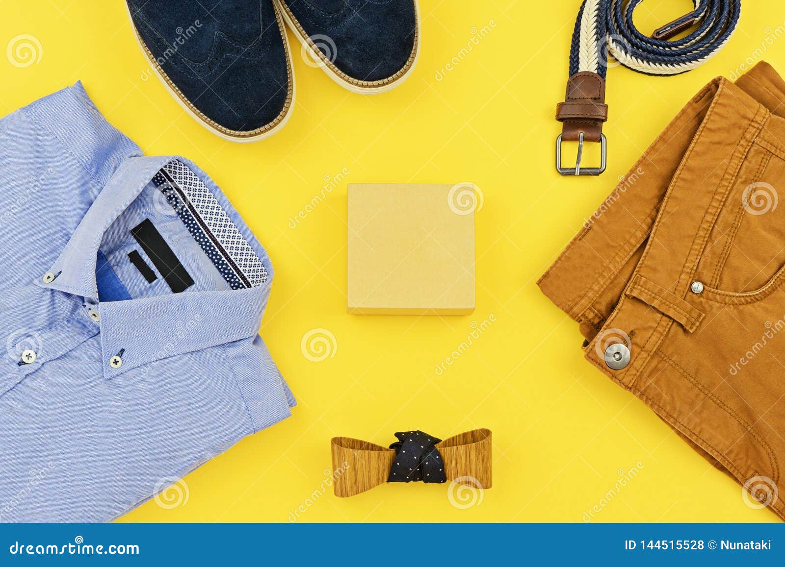 Casual Outfits for Men Clothing Set on Yellow Stock Photo - Image of outfit,  lifestyle: 144515528