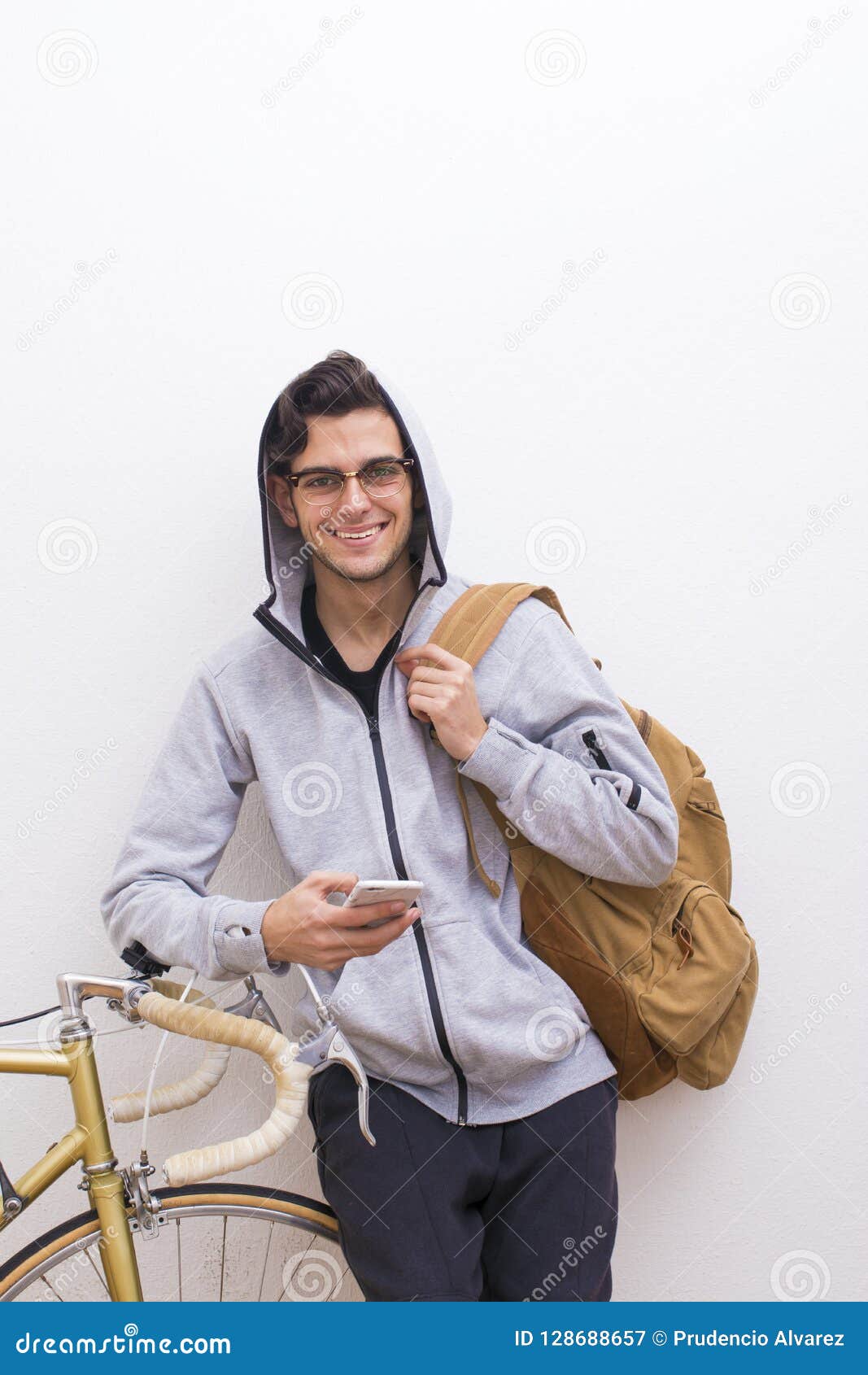 Casual Style Student with Mobile Stock Image - Image of messages ...