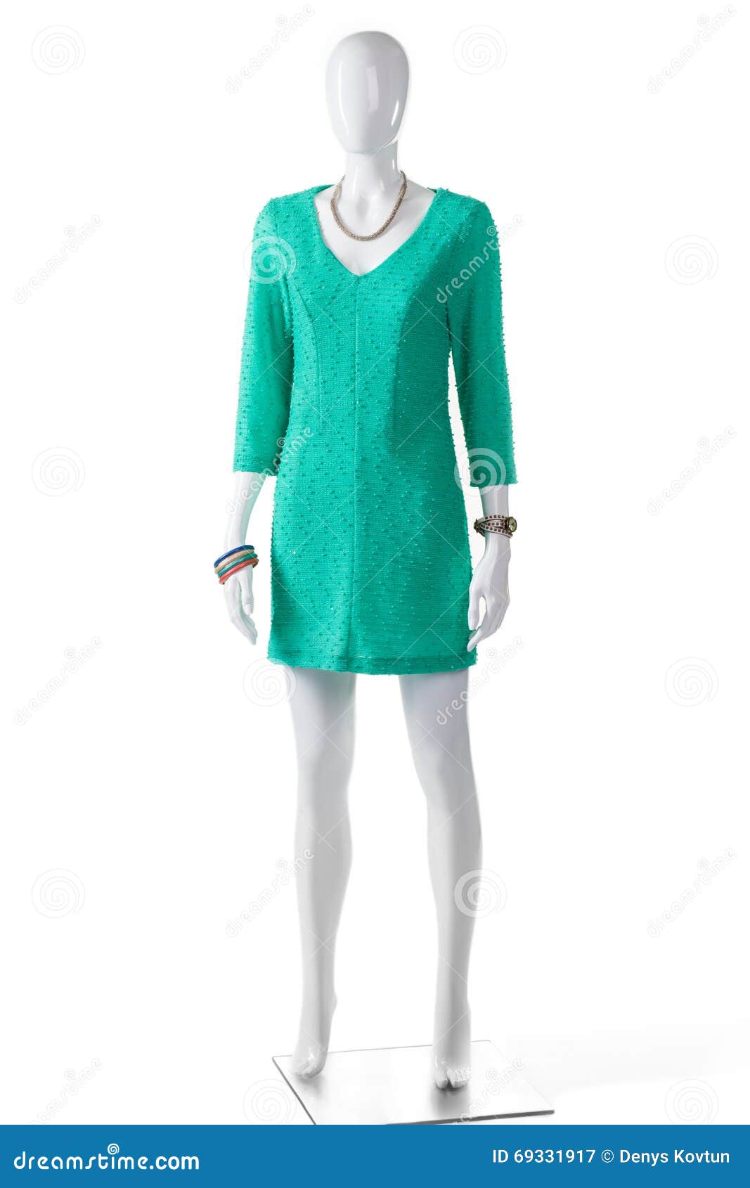 Casual Turquoise Dress on Mannequin. Stock Image - Image of female ...