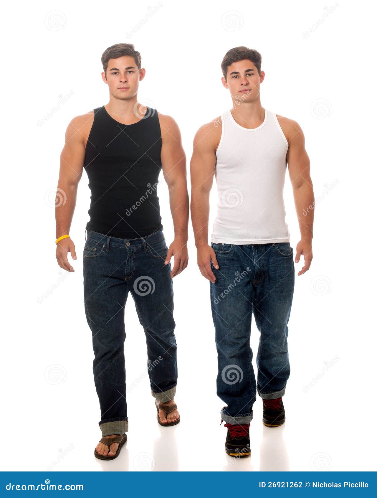 Casual Twins stock photo. Image of male, brothers, undershirt - 26921262