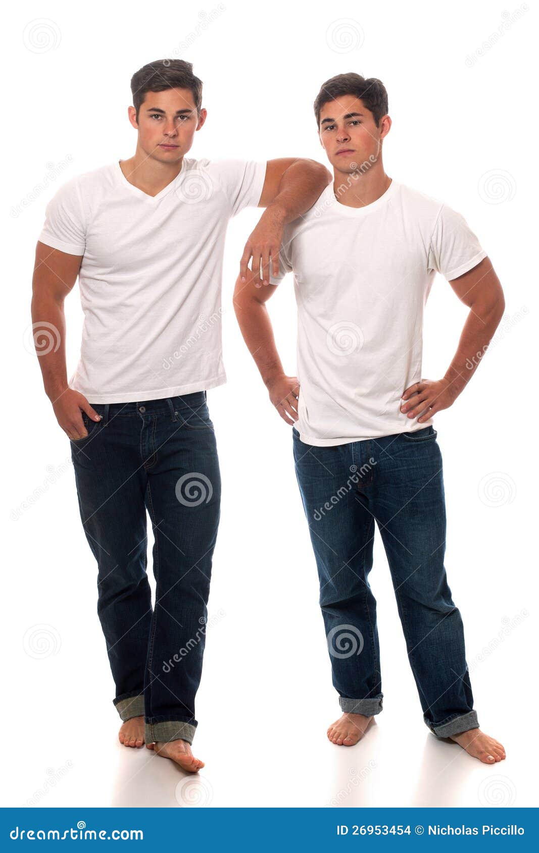 Casual Twins stock photo. Image of twins, studio, blue - 26953454