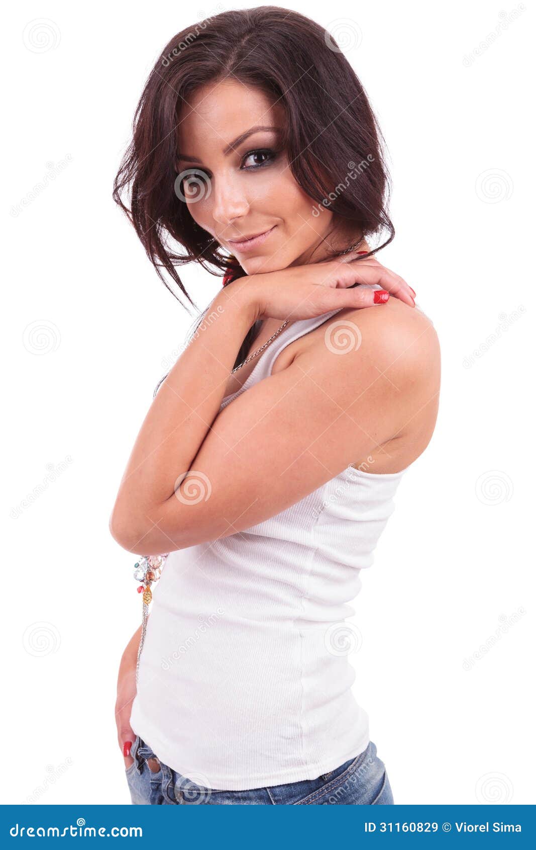Casual Woman Hand on Shoulder Stock Image - Image of casual, girl: 31160829