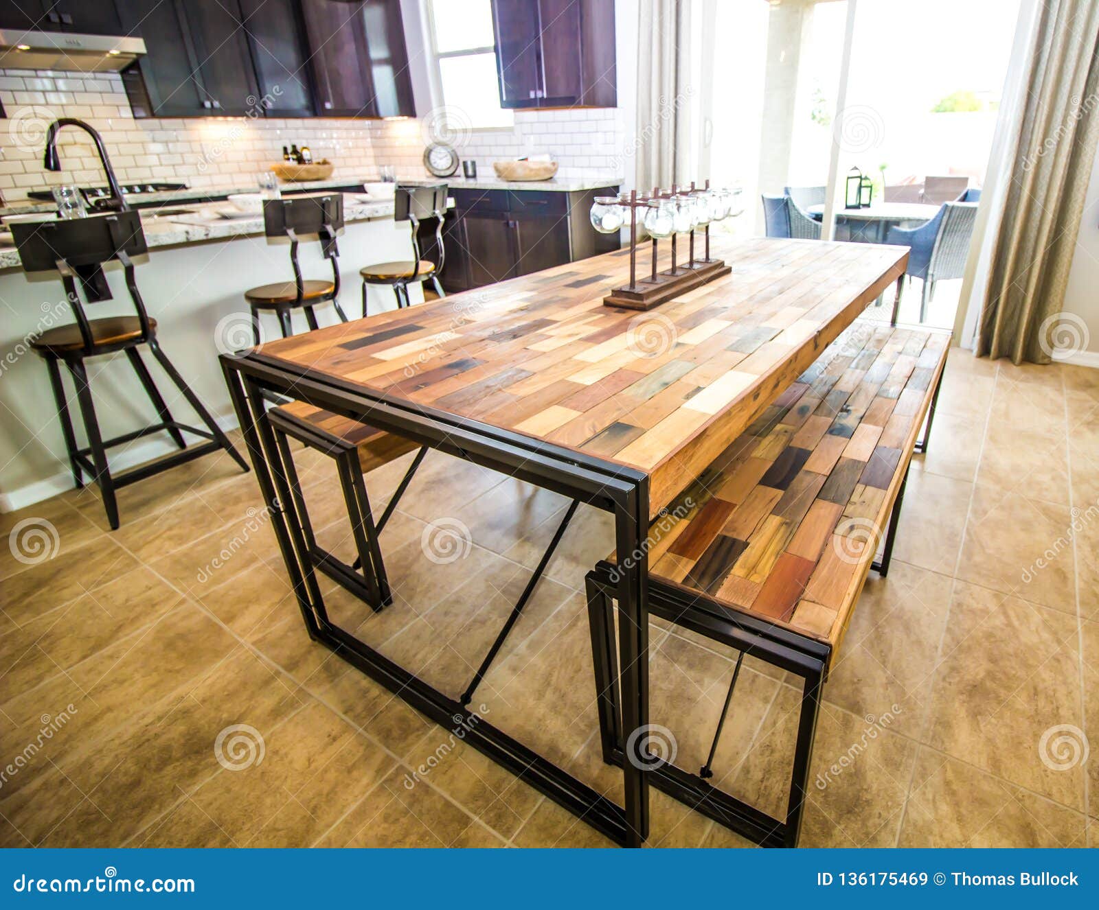 Casual Dining Table In Modern Kitchen Stock Image Image Of Squares