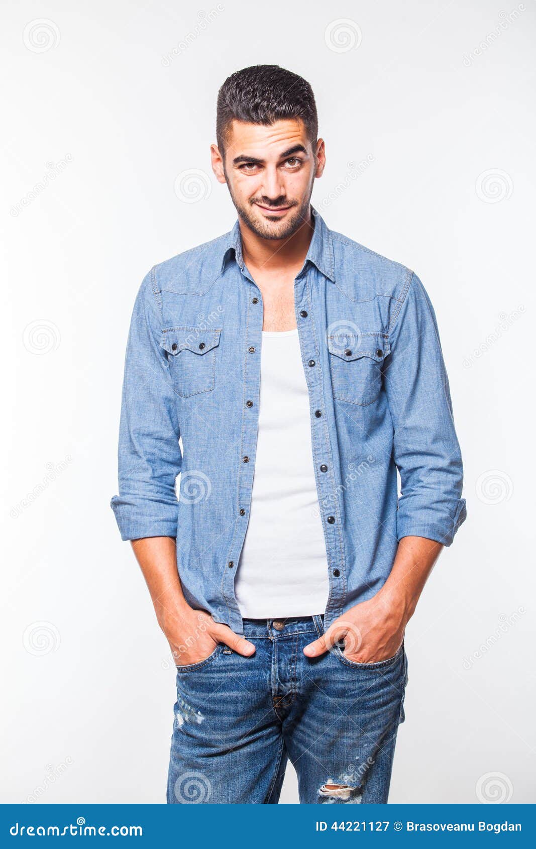 Casual Young Hansome Man Isolated Stock Image - Image of brunette ...