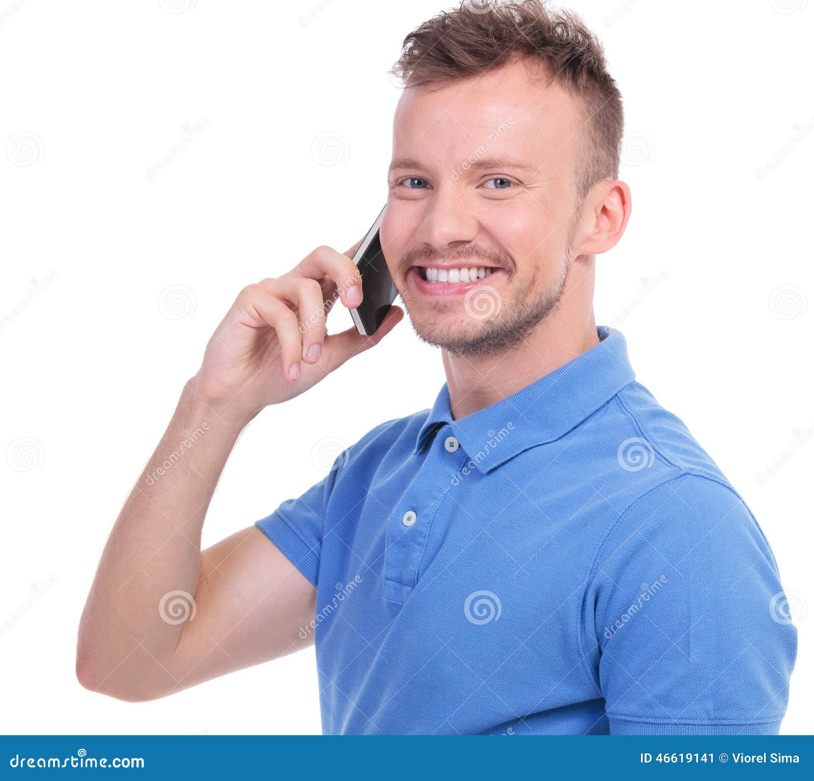Casual Young Man Calls Someone Stock Image - Image of communicating