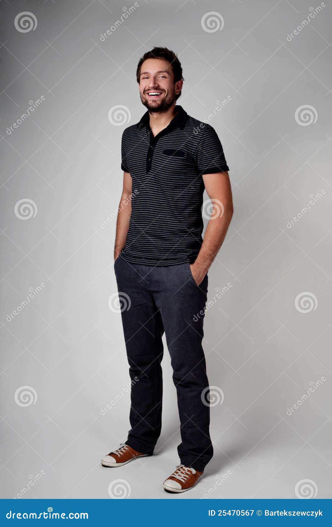 Casual Young Man Full Body Portrait Stock Image - Image of toothy